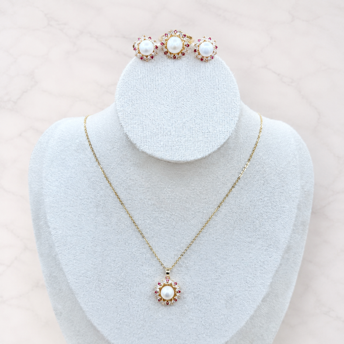 Jewelry Set with Freshwater Pearls - #1018