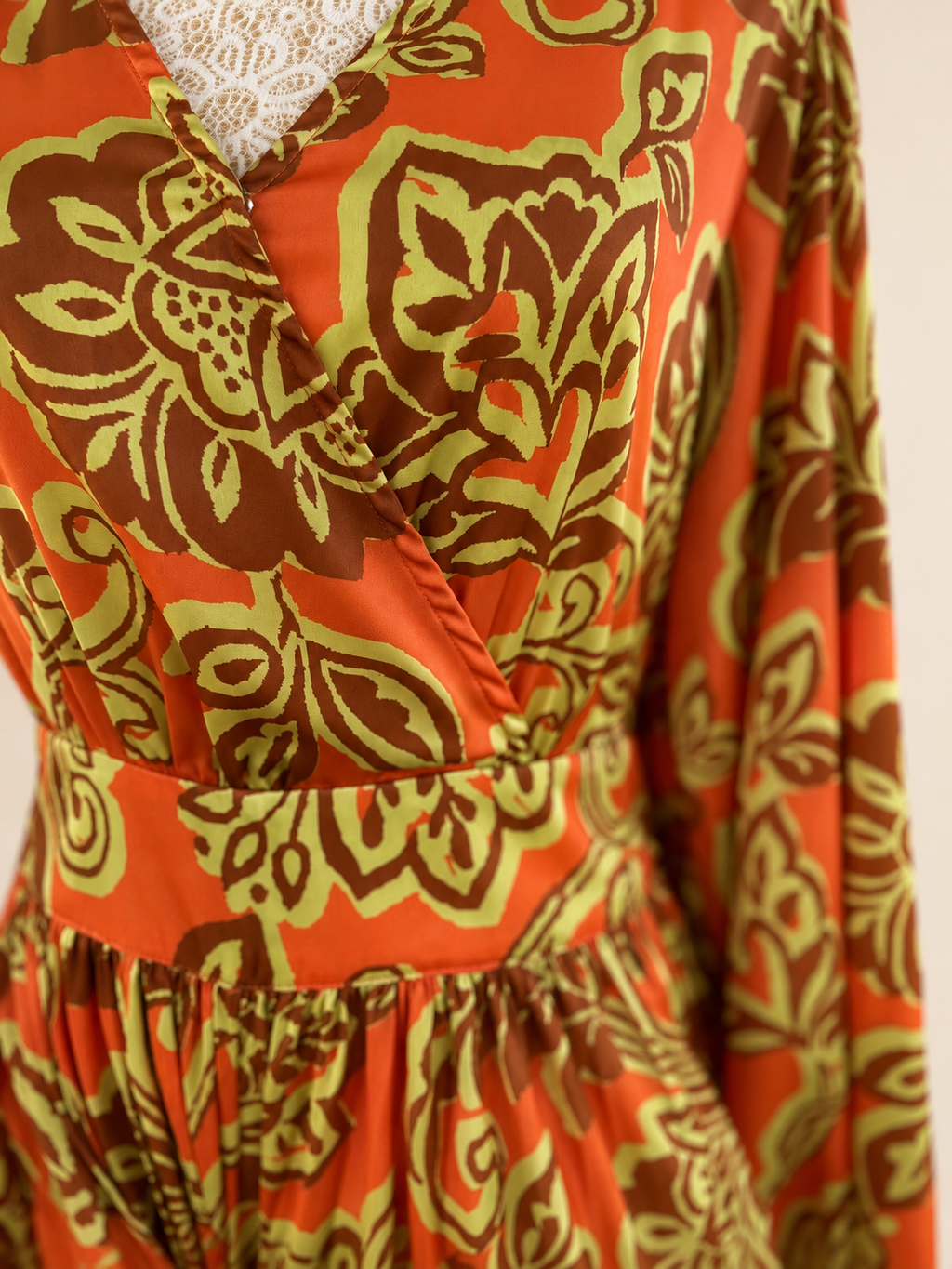 Golden Hour Satin Jumpsuit - Orange/Brown