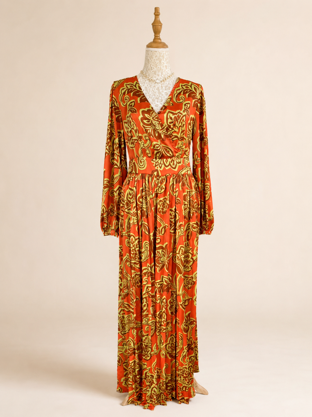Golden Hour Satin Jumpsuit - Orange/Brown