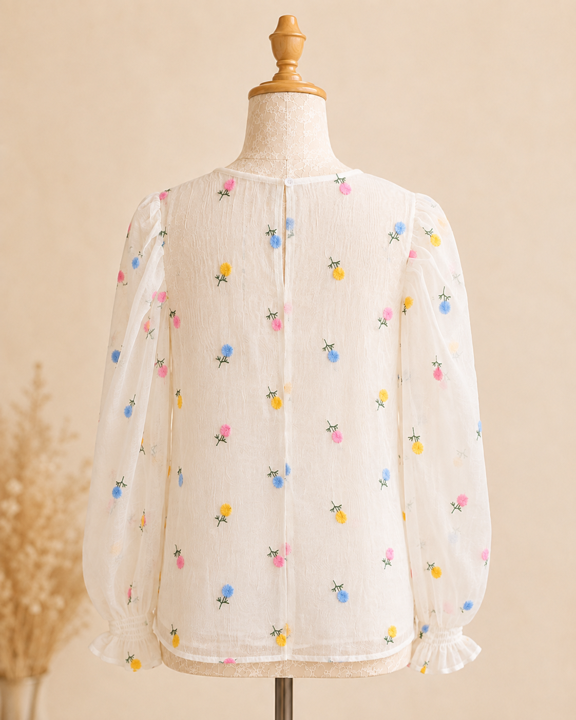 Sweat Pea Floral Organza Top - Ivory