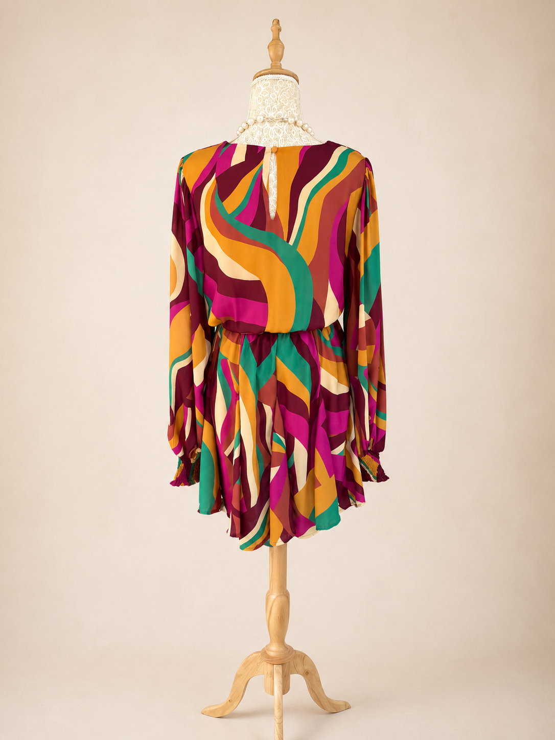 Sunset Serenade Dress - Magenta/Brown