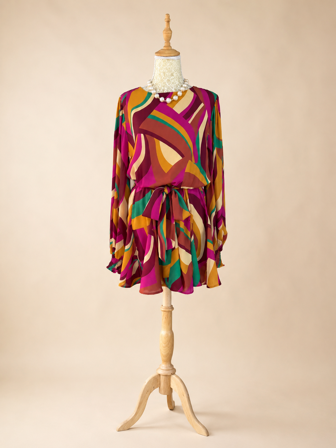 Sunset Serenade Dress - Magenta/Brown