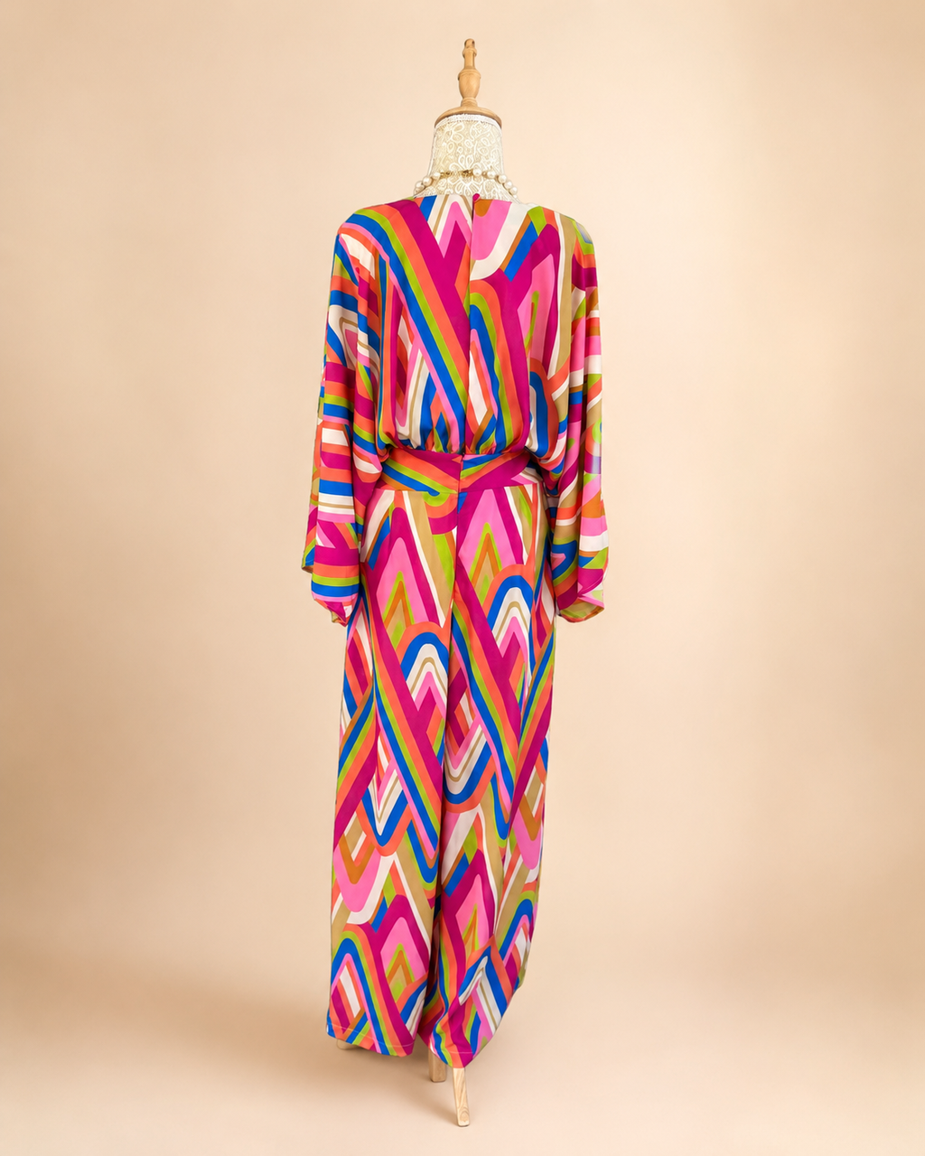 Good Vibrations Satin Jumpsuit - Pink/Green