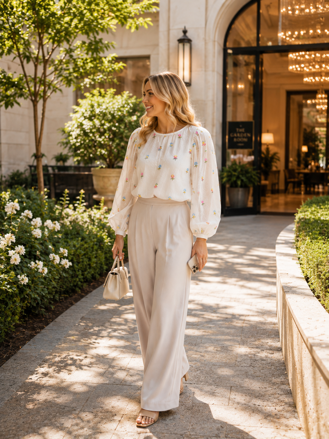 Sweat Pea Floral Organza Top - Ivory