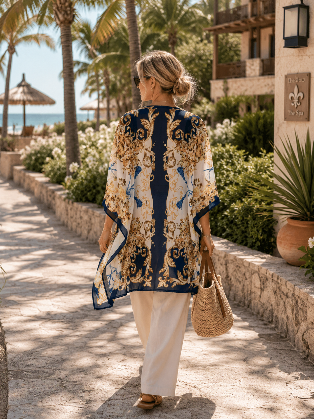 Amalfi Nights Kimono - Blue/Gold