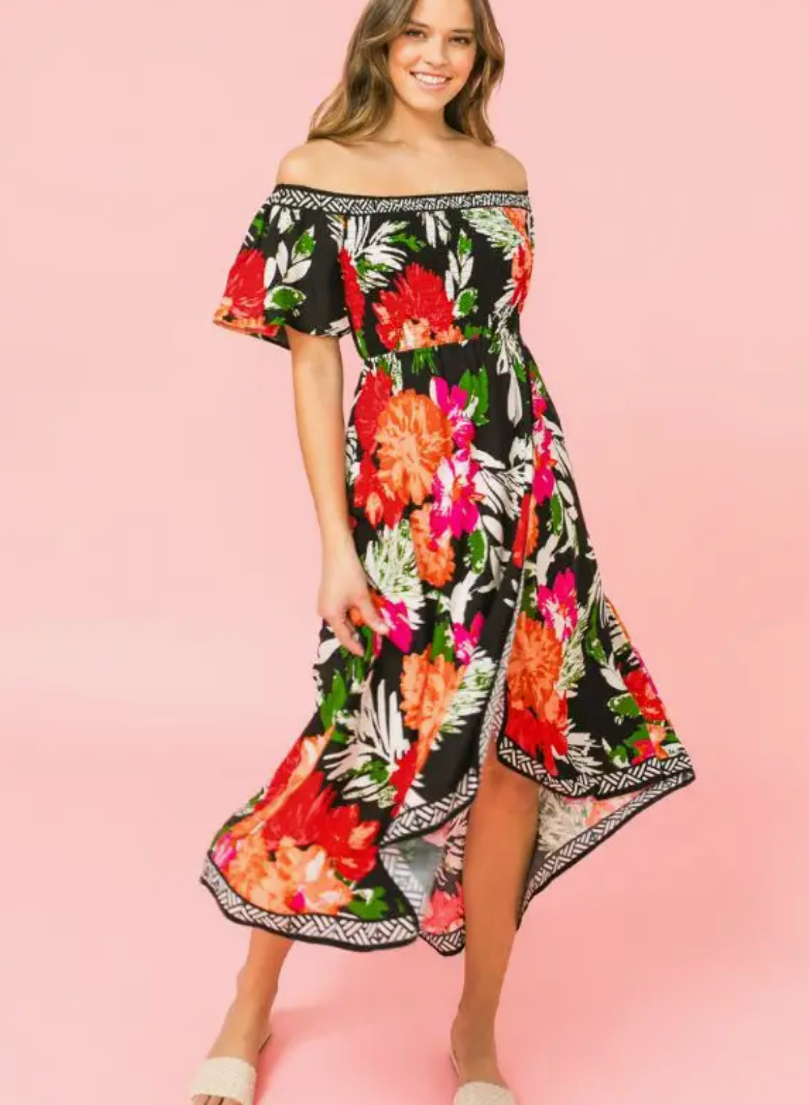 Wildflower Dress - Black/Orange
