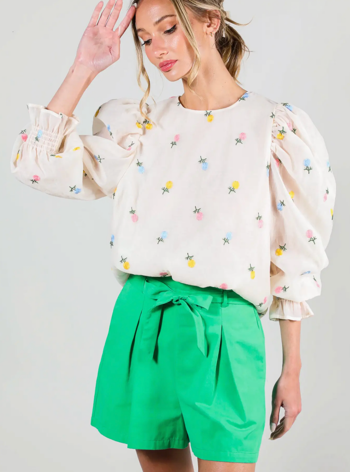 Sweat Pea Floral Organza Top - Ivory