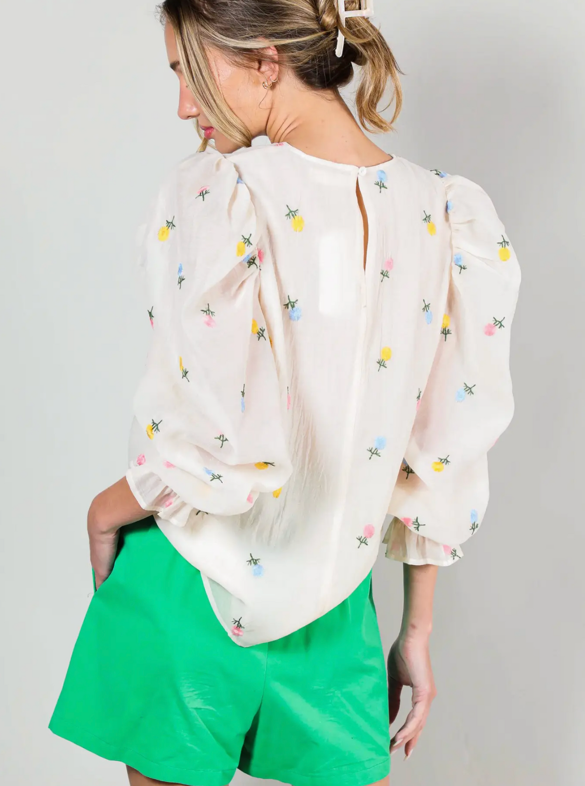Sweat Pea Floral Organza Top - Ivory