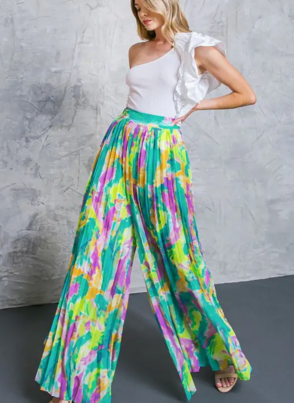 True Colors Palazzo Pants - Teal/Purple