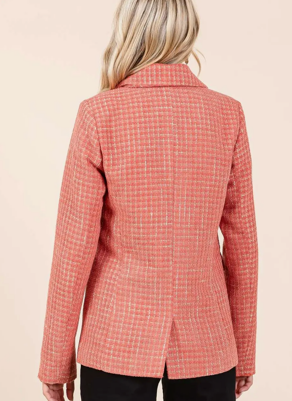 Love On Top Tweed Blazer - Coral