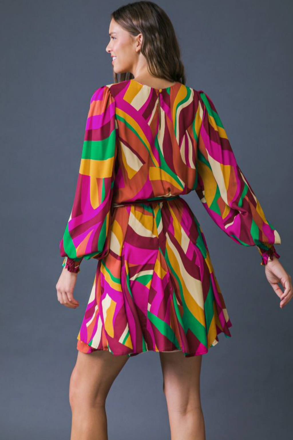 Sunset Serenade Dress - Magenta/Brown