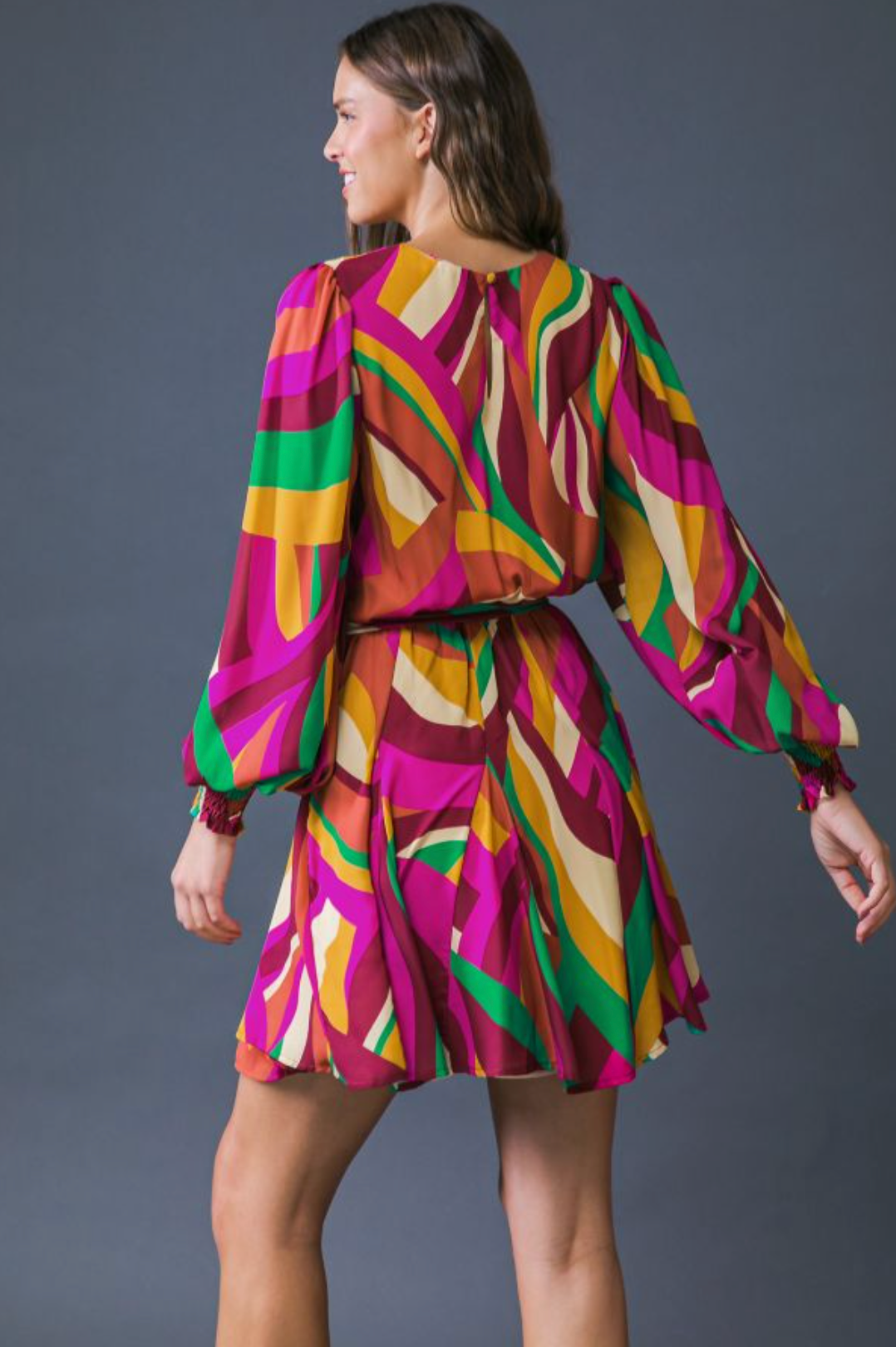 Sunset Serenade Dress - Magenta/Brown