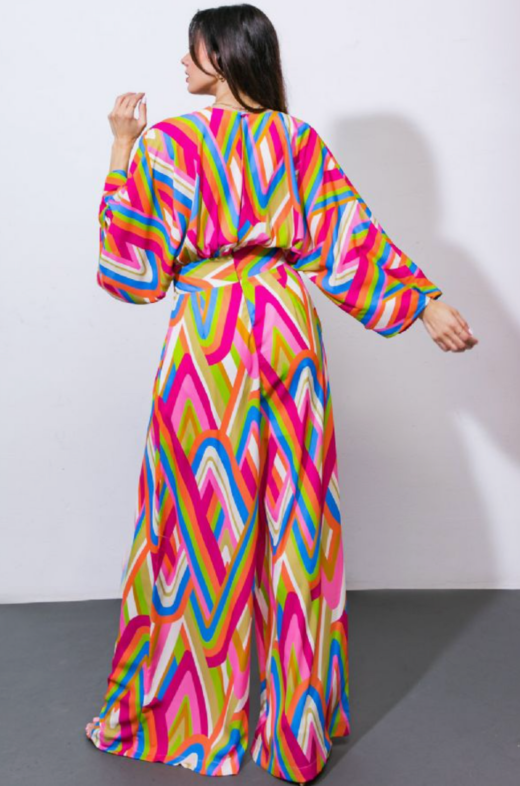 Good Vibrations Satin Jumpsuit - Pink/Green