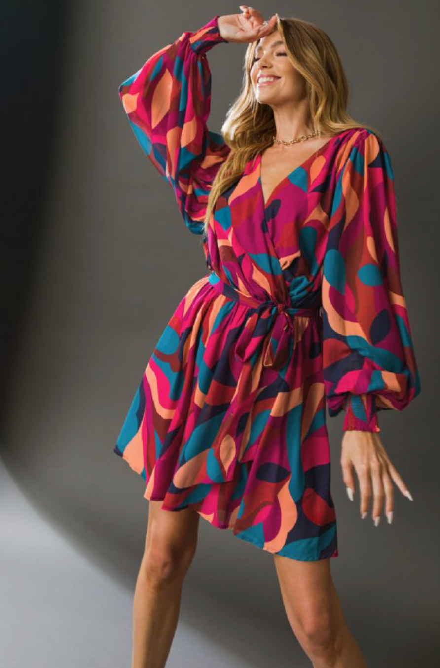 Color Me Love Dress - Navy/Magenta