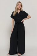 Short Sleeve Jumpsuit - Black