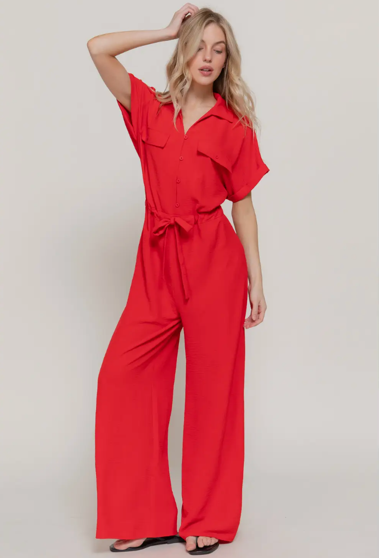 Lady in Red Jumpsuit - Scarlet Red